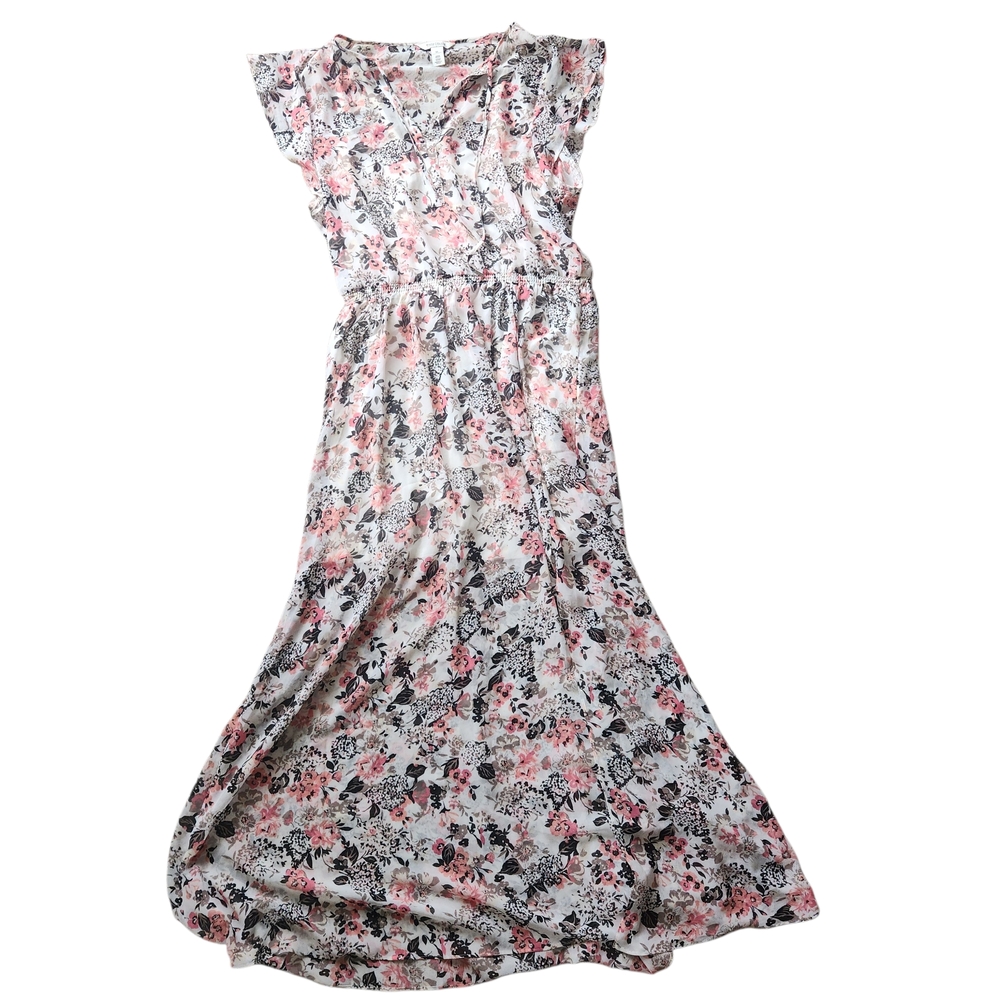White House Black Market Floral Pink Black Cream Blouse